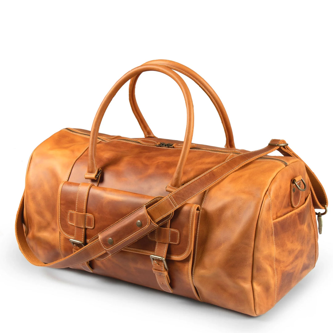 Archibald Leather Duffle Bag | 47L Weekender with Shoe Compartment