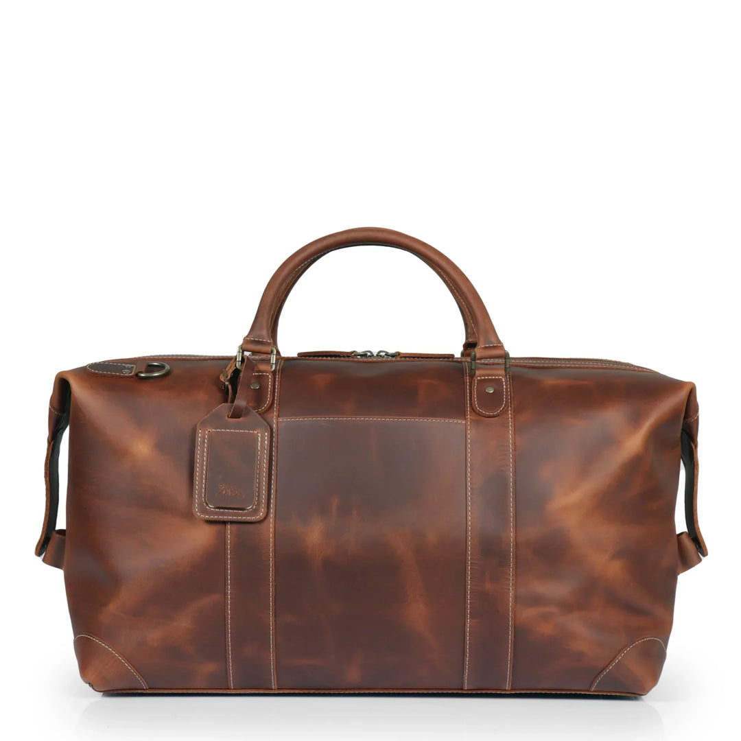 Leather Duffle Bag, 45L Carry-On Weekender, Full Grain Crazy Horse Leather, Yukon Bags, Tan
