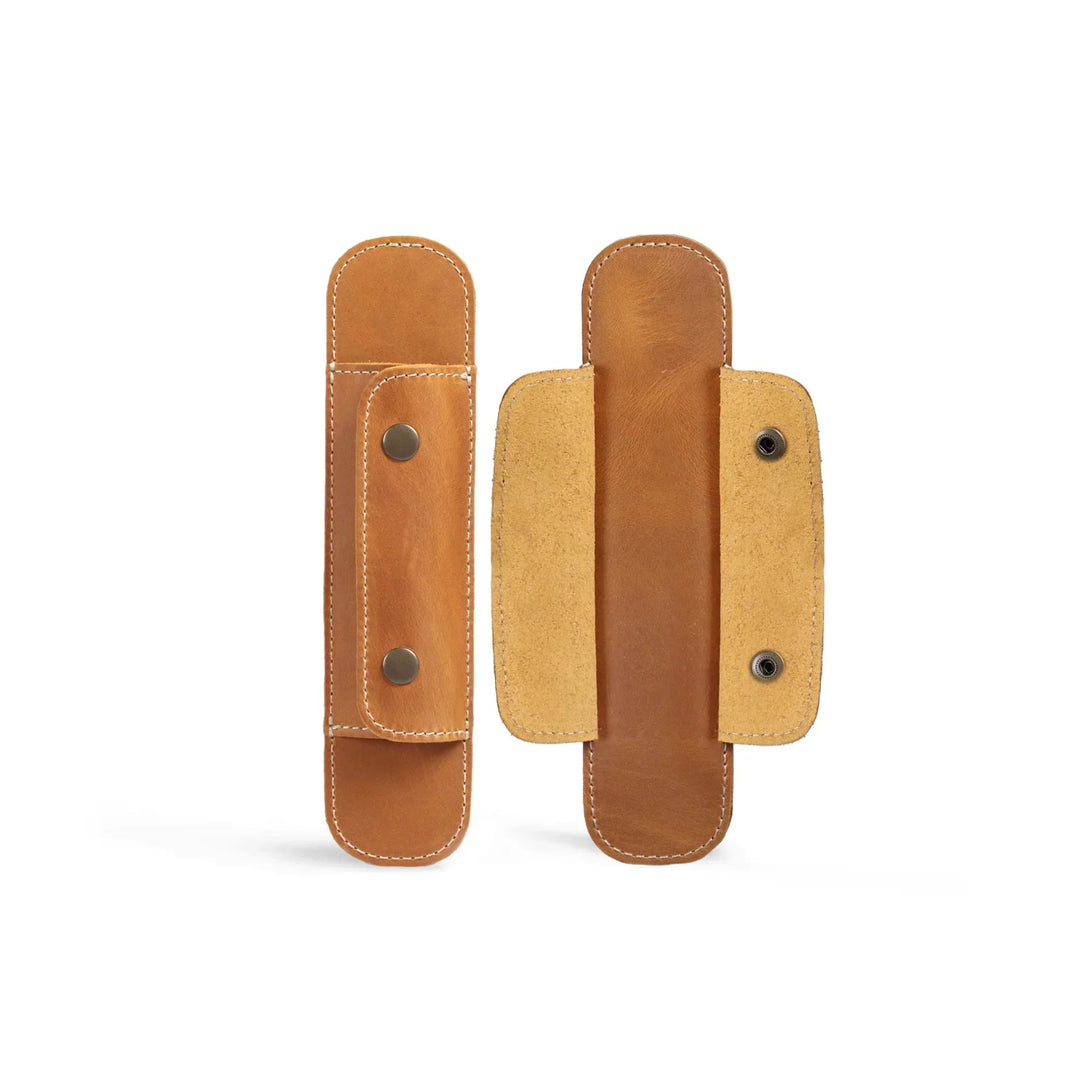 Leather Shoulder Strap Pads, Full Grain Bag Strap Cushions, Set of 2, Yukon Bags, Tan