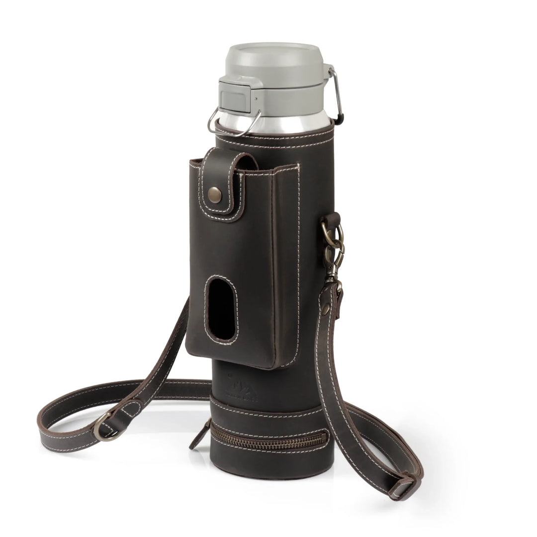 black leather backpack with water bottle holder Firth Leather Water Bottle Bag