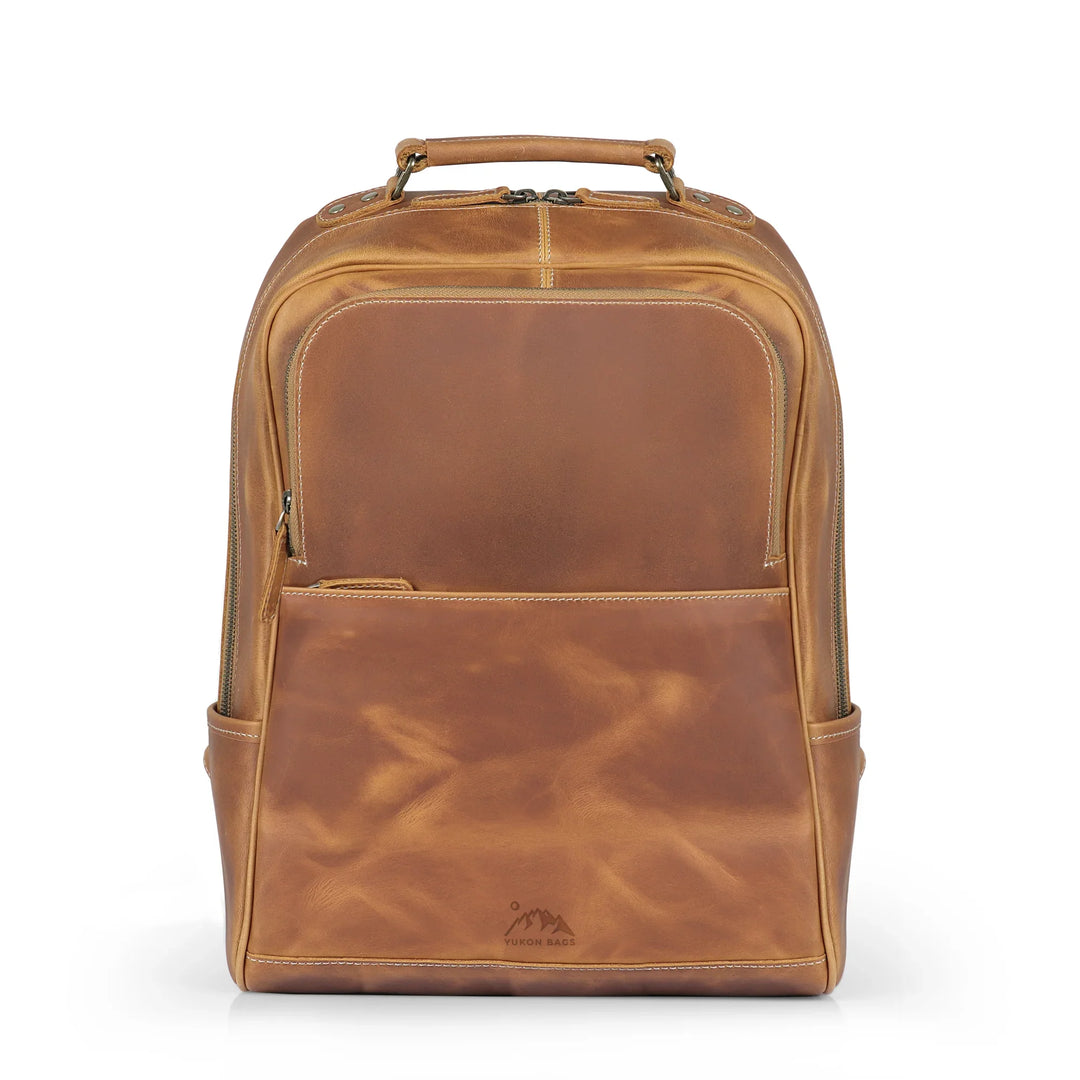 Frances Leather Travel Backpack Laptop Bag with Trolley Sleeve  Yukon Bags