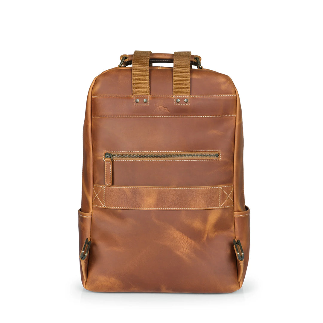 box backpack leather french Frances Leather Travel Backpack Laptop Bag with Trolley Sleeve – Yukon Bags