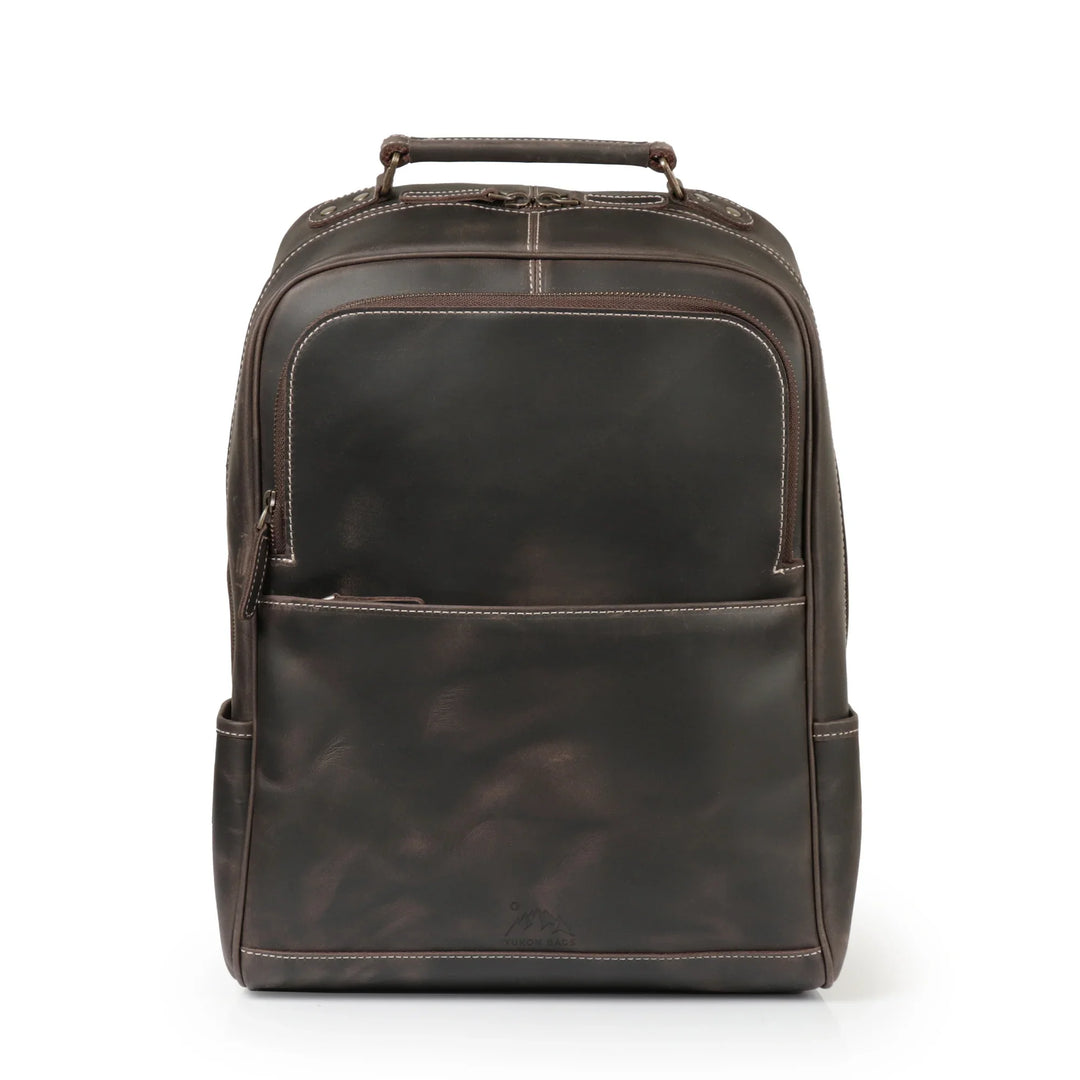 Frances Leather Travel Backpack Laptop Bag with Trolley Sleeve
