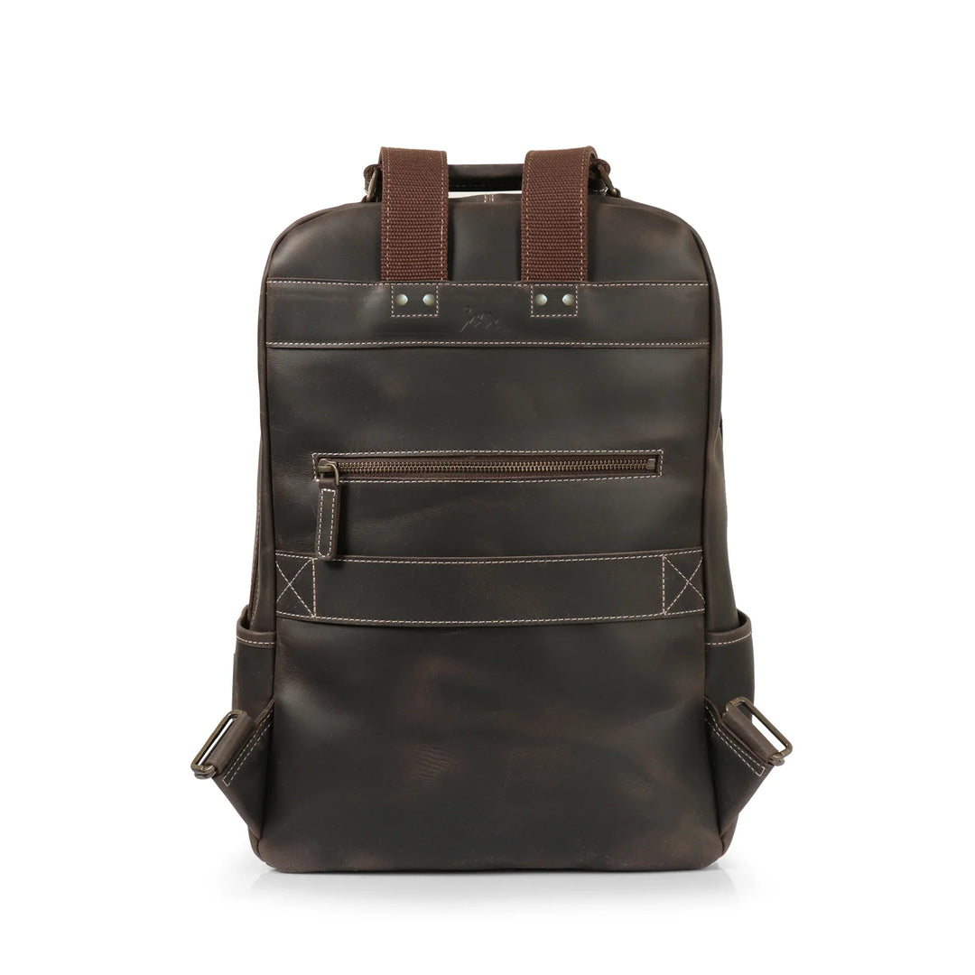 chestnut leather backpack zippers Frances Leather Travel Backpack Laptop Backpack, Chestnut