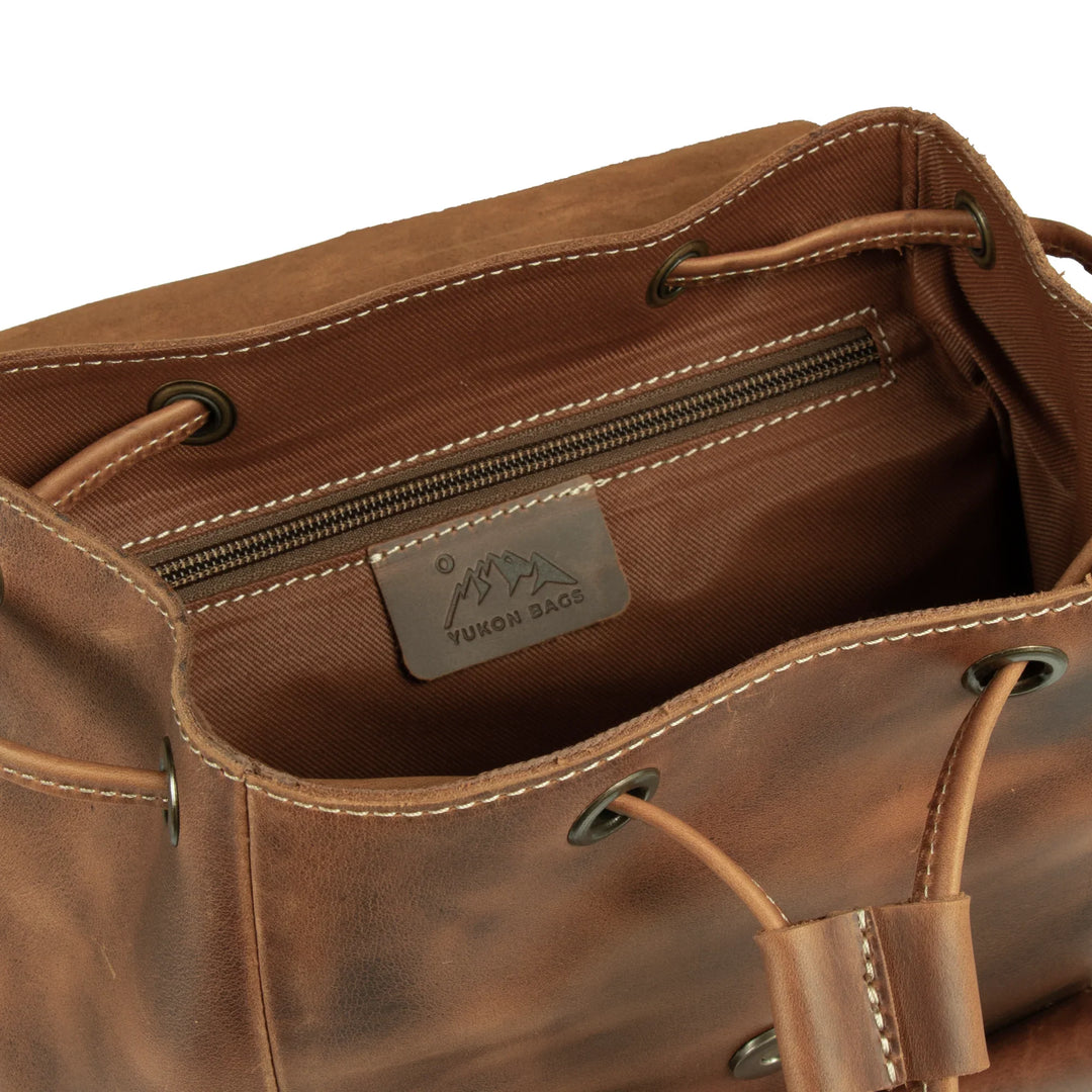 Heshe brown leather backpack-11 x 13 x 4 1/4 inches. Hess Women main image 3