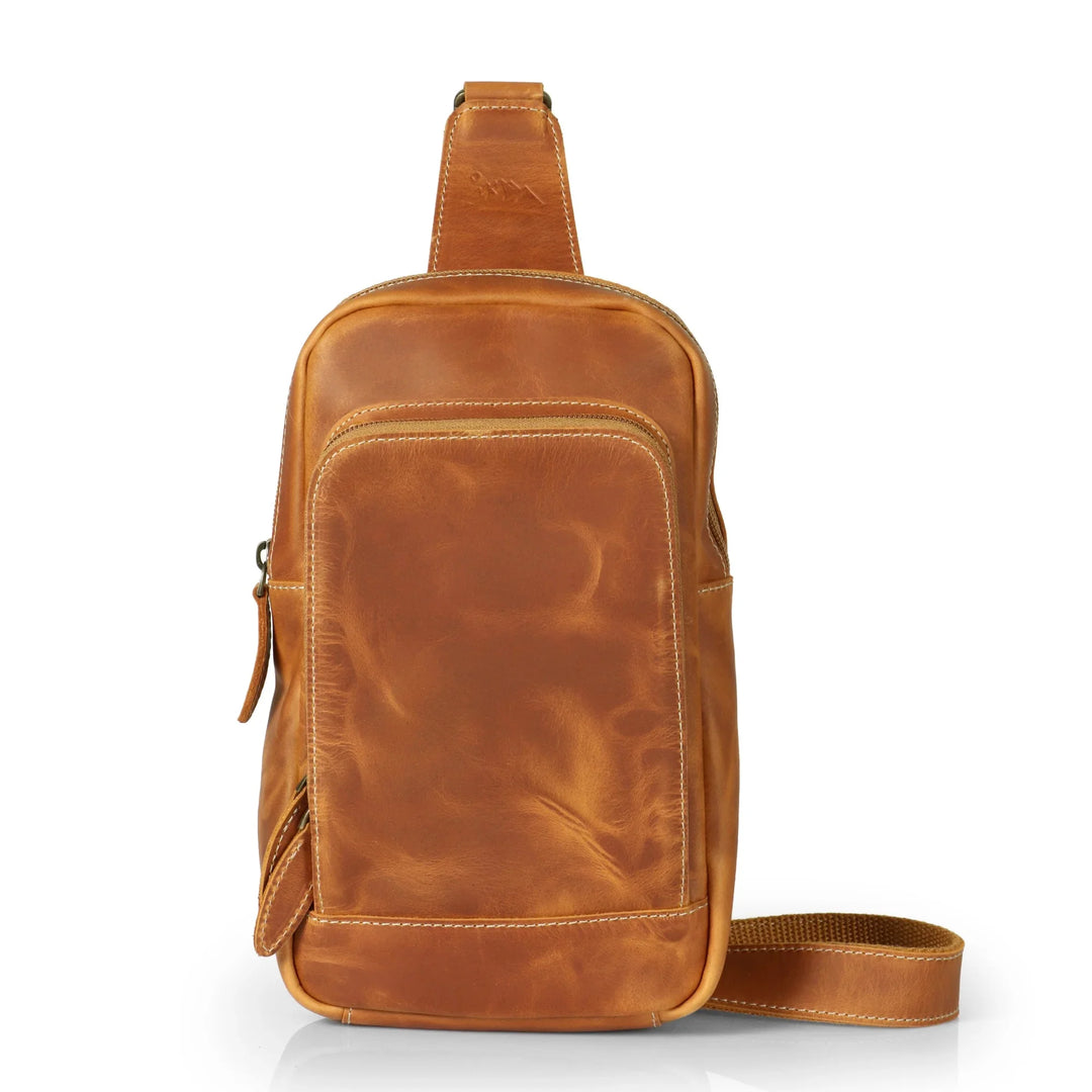 cross backpack leather Leather Crossbody Bag, Full Grain, Adjustable Strap, Yukon Bags, Camel