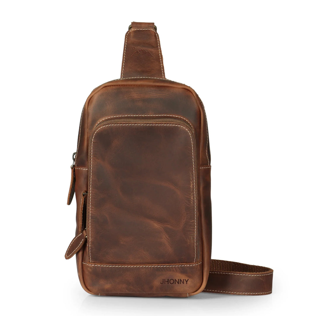 Leather Crossbody Bag, Full Grain, Adjustable Strap, Yukon Bags, Tan