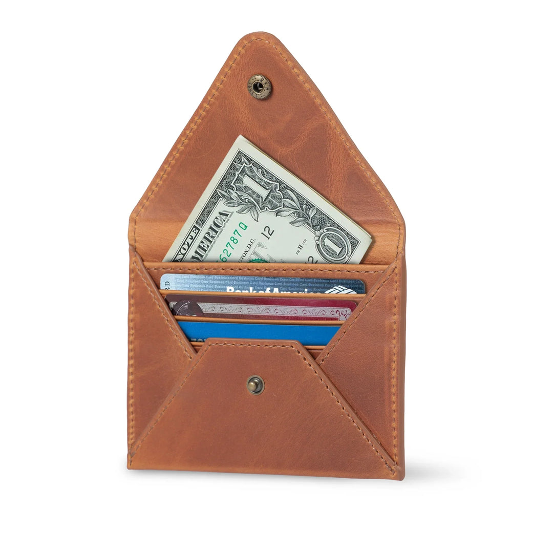 Salmon Leather Envelope Wallet | Minimalist Flap Wallet | Yukon Bags