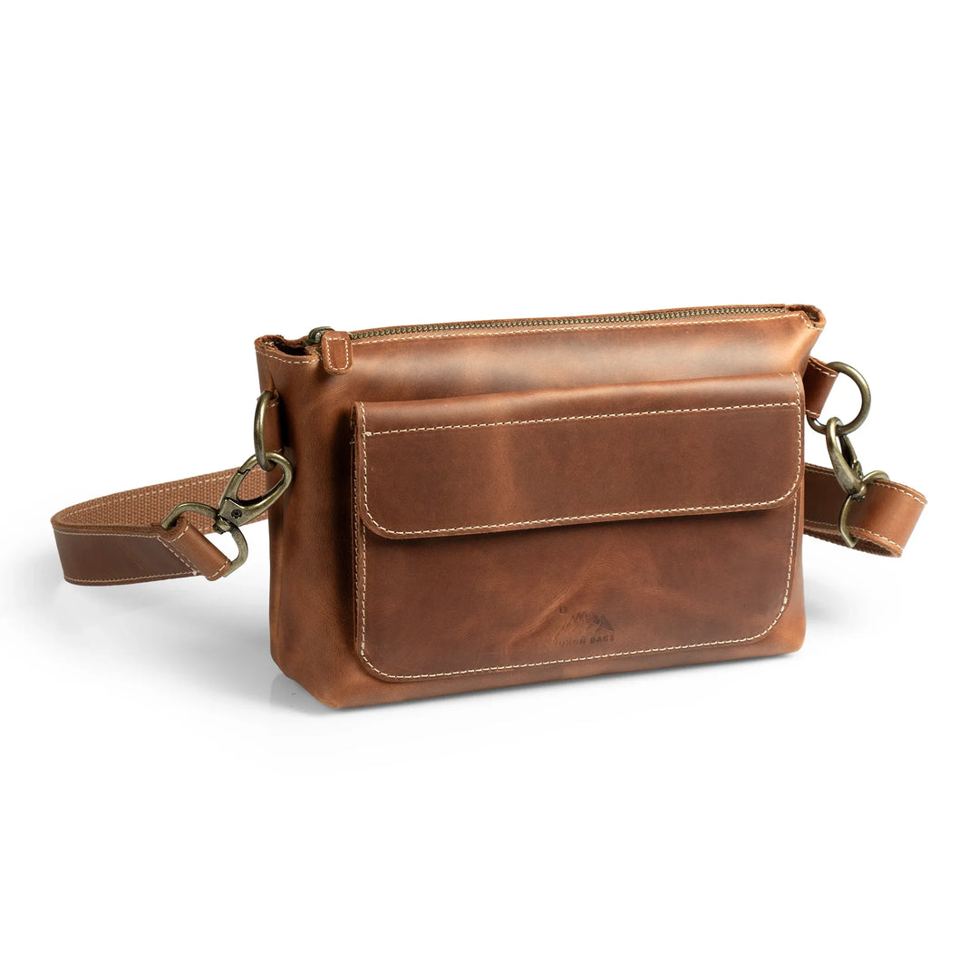 Leather Convertible Crossbody Bag, Full Grain Purse with 2 Straps, Tan, Yukon Bags, Large / Tan
