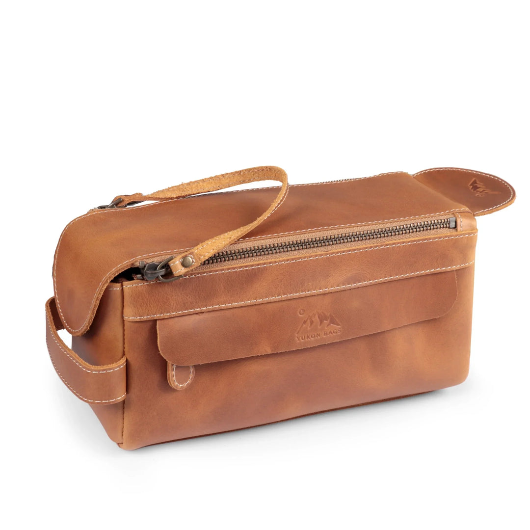 Leather Toiletry Bag, Full Grain Travel Dopp Kit, Yukon Bags, Camel Leather Toiletry Bag, Full Grain Travel Dopp Kit, Yukon Bags, Camel