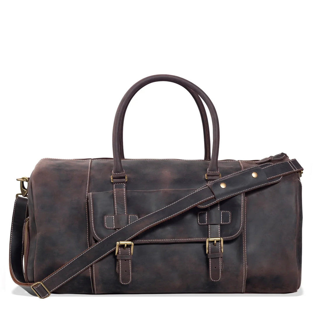 Archibald Leather Duffle Bag | 47L Weekender with Shoe Compartment