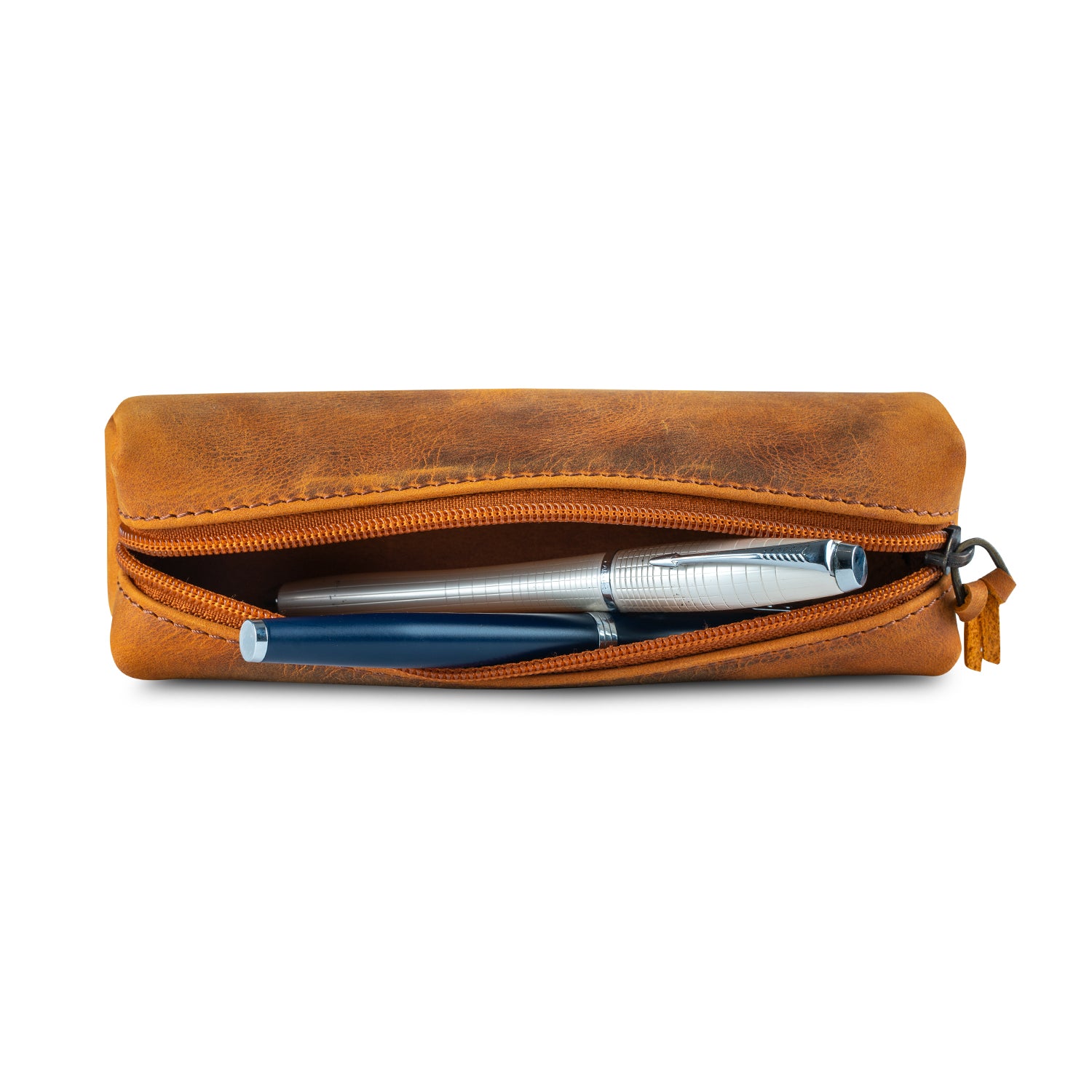 Leather Pen Holder With Embossed Letters - Large Font – Indigo