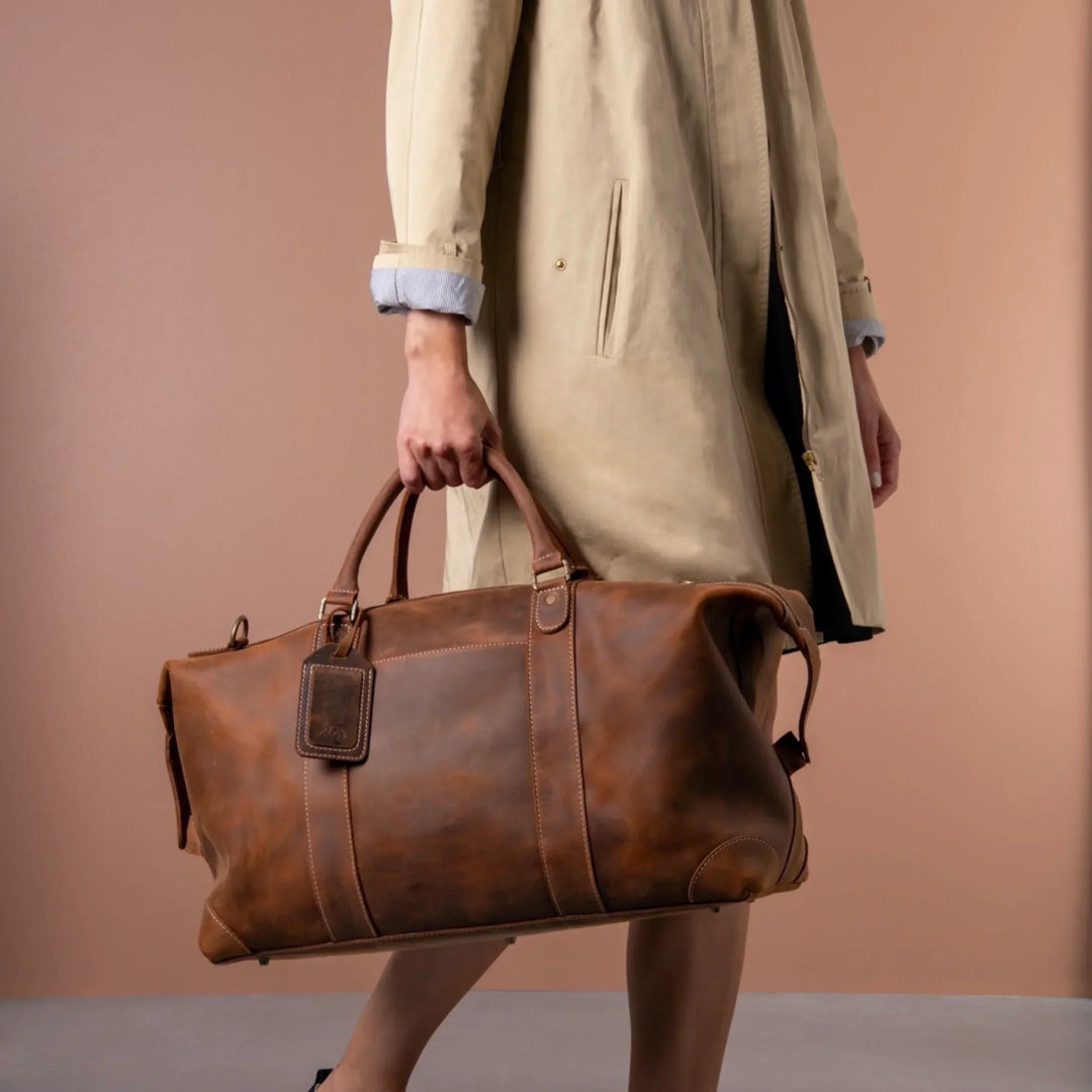 avalanche nekoma ultralight packable travel duffel bag 0 Leather Duffle Bag, 45L Carry-On Weekender, Full Grain Crazy Horse Leather, Yukon Bags, Tan