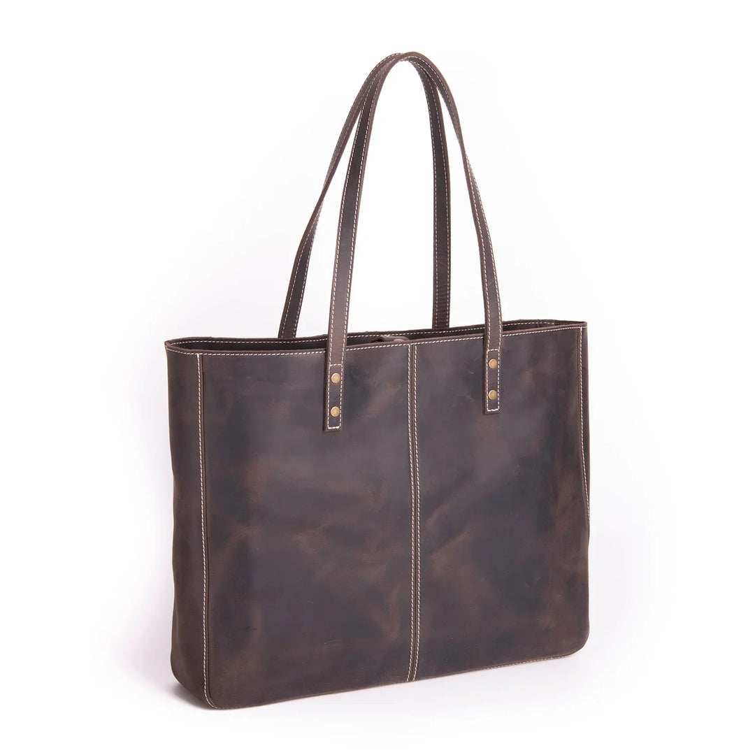 Londo Leather Tote Bag For Women | Handmade Full Grain Crazy Horse Leather, Large Shoulder Bag With 13" Laptop Compartment - View #7