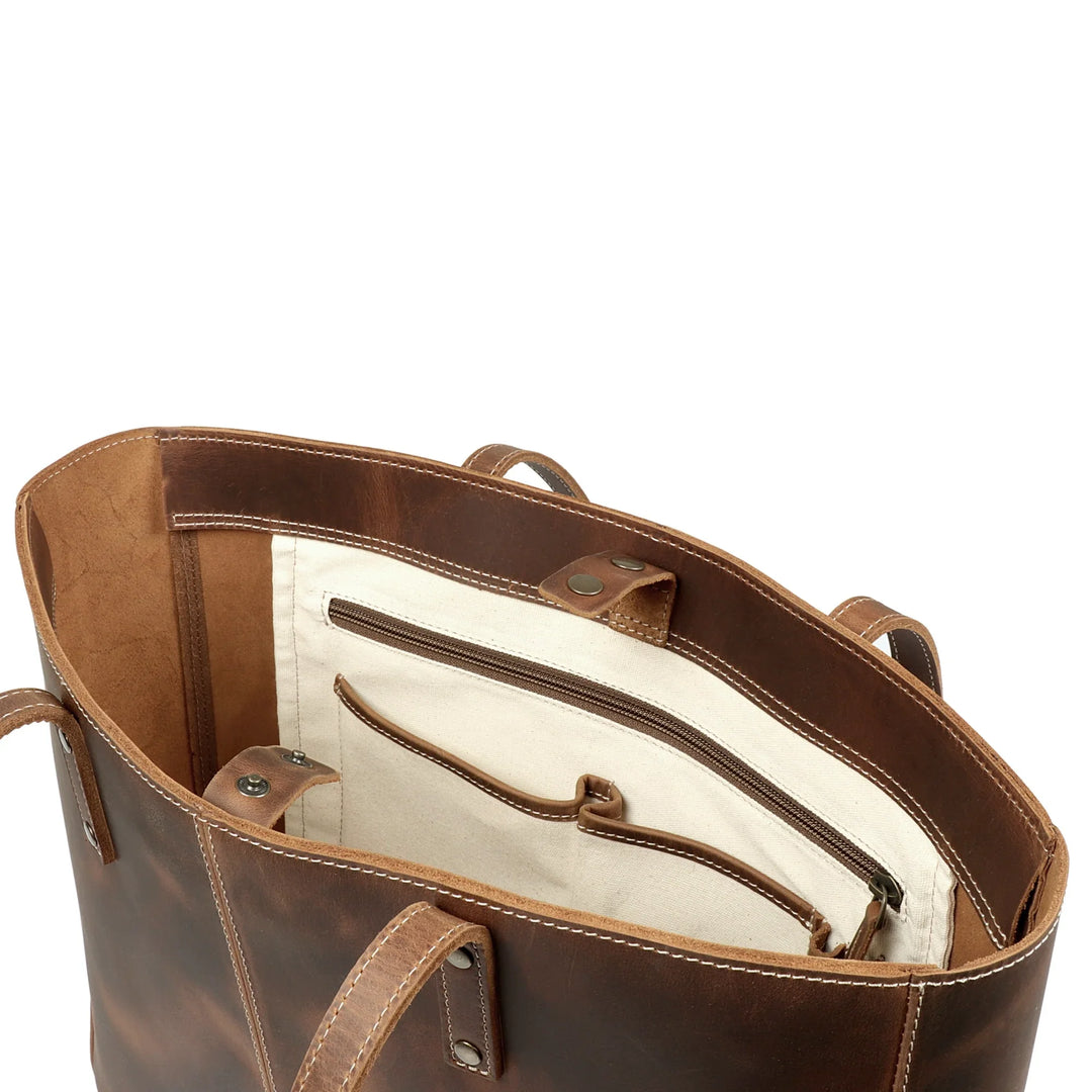 La Biche Leather Laptop Tote | Fits 16