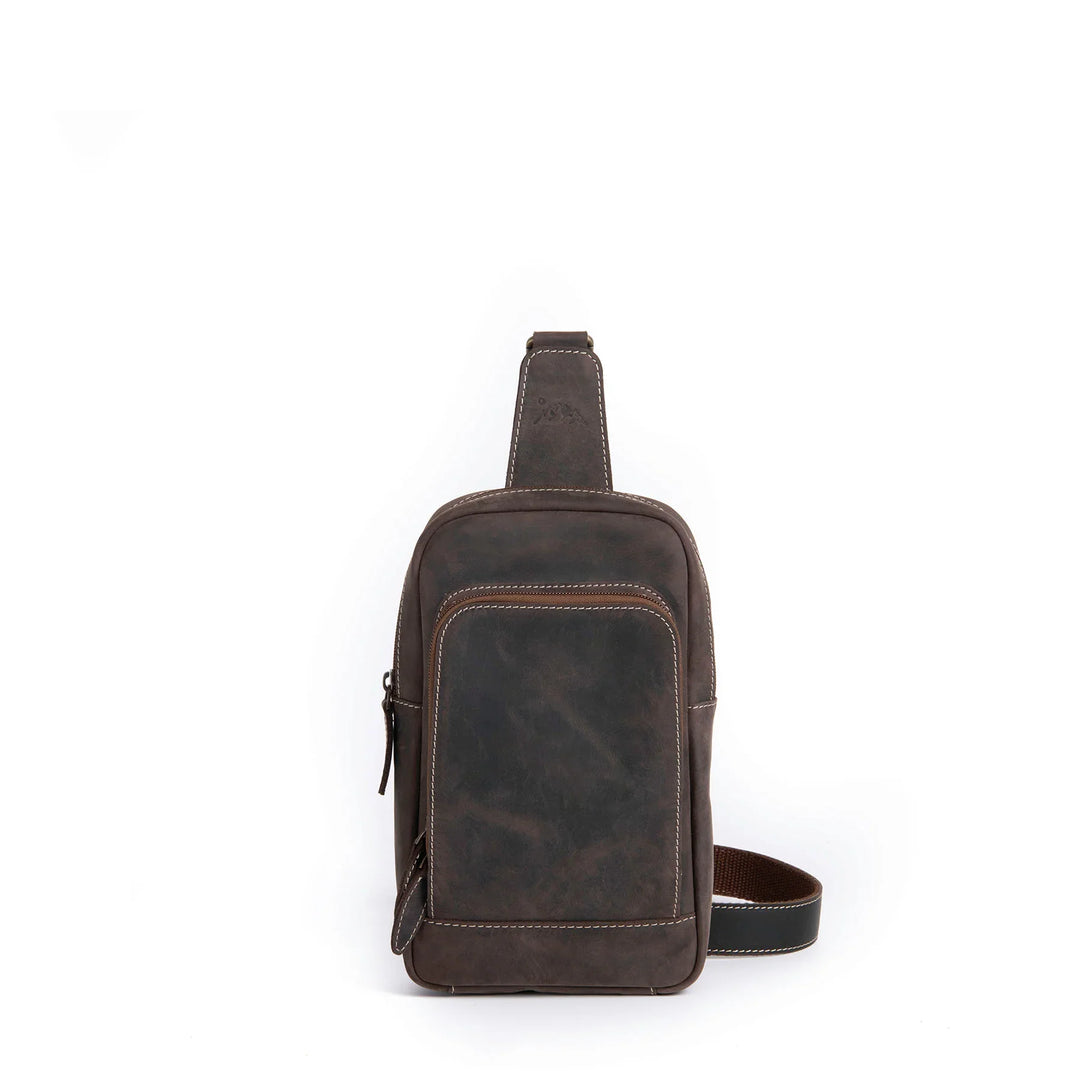 Leather Crossbody Bag, Full Grain, Adjustable Strap, Yukon Bags, Chestnut