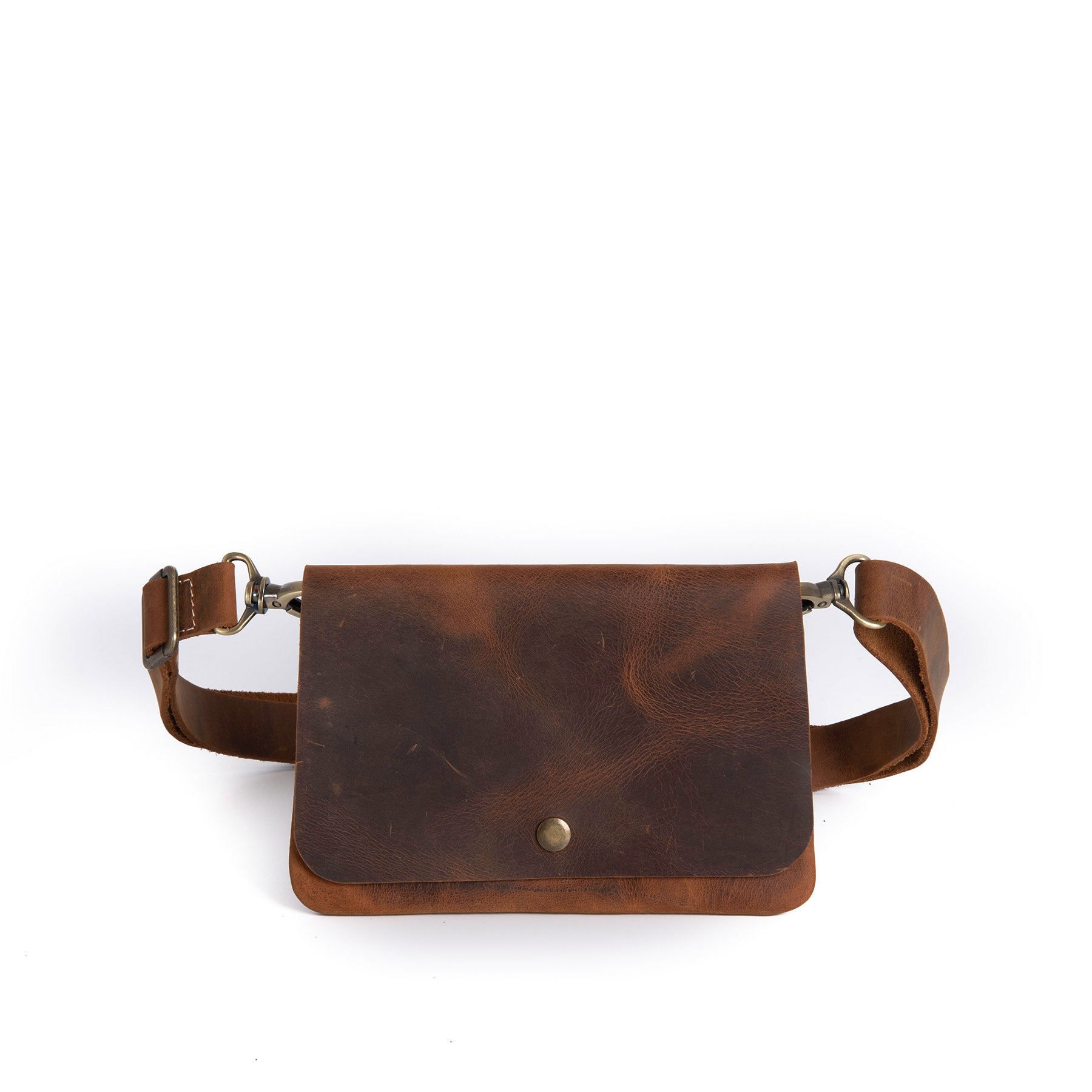 Black Leather Convertible Flap Crossbody Belt Bag Retro Handbags