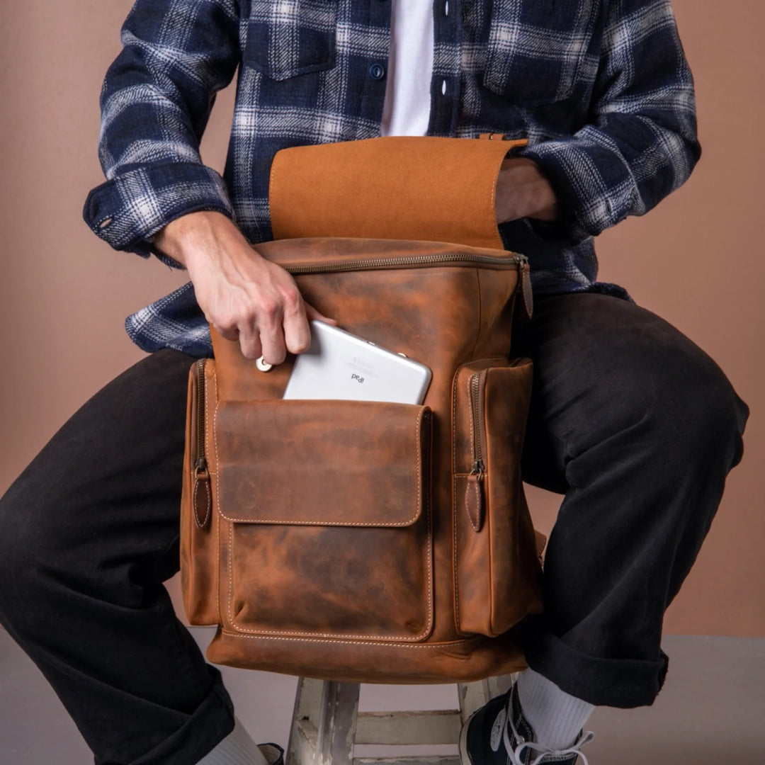 backpack ebay leather Jansport Right Pack Expressions book bag/day pack bot The Extra Mile Outdoor Gear & Bike and multiple outer panel compartments Leather Backpacks for Men for